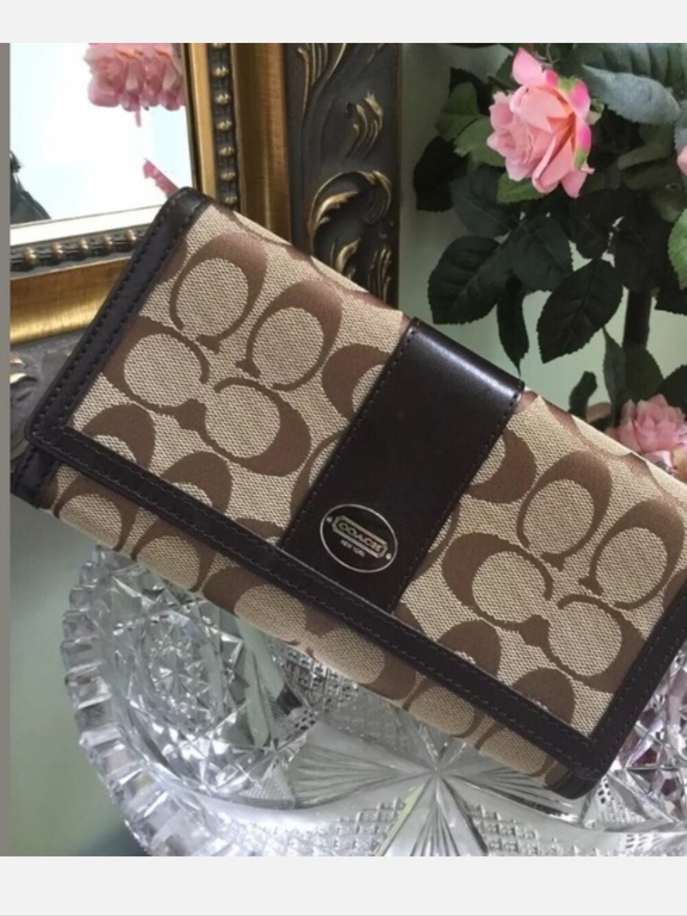 Coach authentic checkbook wallet legacy signature